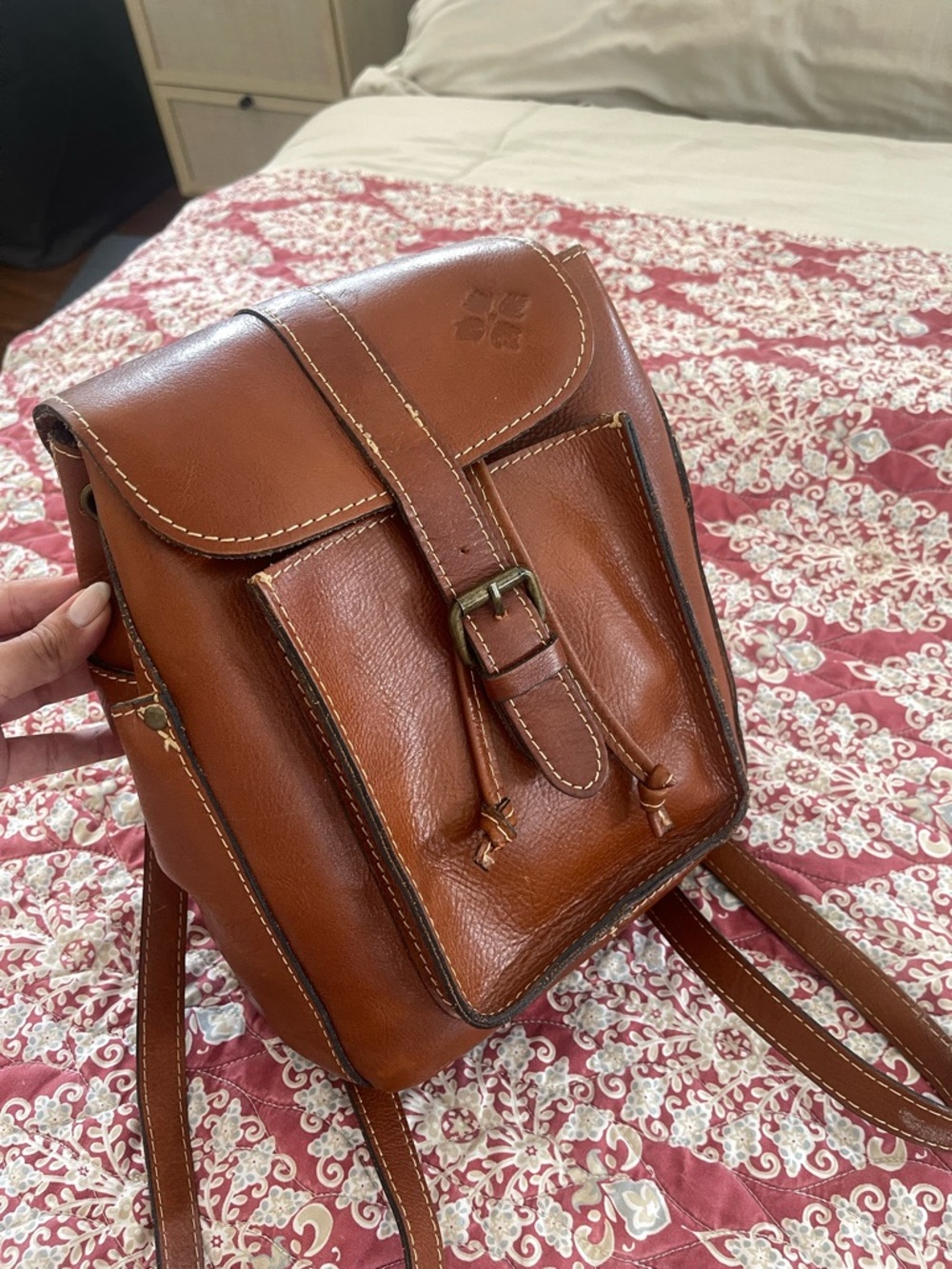 Patricia Nash Burnished Cognac Leather Backpack - Picture 5 of 7